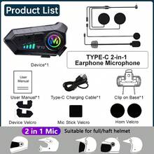 Y10 Motorcycle Helmet Bluetooth Headset 1000Mah Super Long Standby Wireless Hands-Free Waterproof Motorbike Earphone Soft Mic/Hard Mic