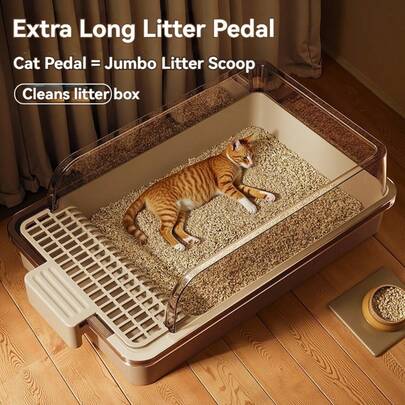 Multifunctional Pet Cat Litter Box With Raised Design, Resin Material, Anti-Tipping, Anti-Splash, Prevent Cats From Digging Litter