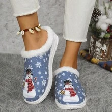 Christmas Thermal Slippers For Women, Thick Sole Comfortable Plush Lined Slippers, Autumn/Winter