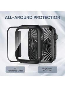 Correa de reloj de nailon y estuche compatible con Apple Watch de 40/44/41/45/42/46/49 mm, banda deportiva de nailon elástica, suave y transpirable de un solo bucle, protección y estuche protector de vidrio templado resistente a golpes y arañazos 2 en 1, compatible con Apple Watch Series Ultra/11/10/9/8/7/SE/6/5/4 para hombres y mujeres