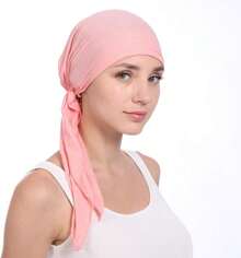 Womens Turban Chemo Hat Scarves Slip-Pre-Tied Headwear Bandana Sleep Hair Coverhalloween - 粉色 - 查看 10
