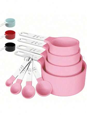 Ensemble de tasses et de cuillères à mesurer, tasses et cuillères empilables, tasses à mesurer emboîtables avec manche en acier inoxydable, ustensiles de cuisine pour la cuisine et la pâtisserie