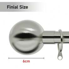 Curtain Pole Extendable Metal Chrome 28mm With Finials Rings Hooks Rod Fittings - Brushed Silver - 查看 4