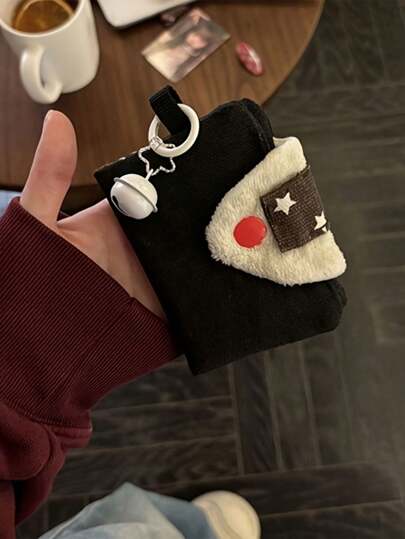 محفظة حامل بطاقات على شكل كرة الأرز السوشي - محفظة صغيرة للعملات مع حلقة للمفاتيح، بتصميم كرة أرز ذات عيون حمراء وأشكال نجمية، مناسبة للاحتياجات اليومية للنساء، منظم محفظة محمول للبطاقات الشخصية (قابل للغسيل باليد)، محفظة جميلة، إكسسوار سفر، تصميم مرح، نهاية مطلية بالزيت