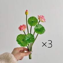 1PC/3PCS 10in Realistic Lotus Flowers - Artificial Water Lily Decor For Fish Tank/TV Cabinet, No-Fade Floral Arrangement, Zen Home Centerpiece Vase Not Included