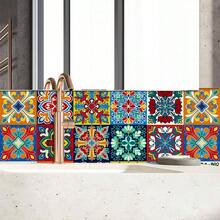 10pcs Self-Adhesive PVC Decorative Stickers, 2D Colorful Mandala Floral Pattern Wall Stickers/Wallpaper/Tile Stickers, Wall Decor Stickers, Tile Decor Stickers, Suitable For Home, Kitchen, Living Room, Bathroom, Bedroom Decoration