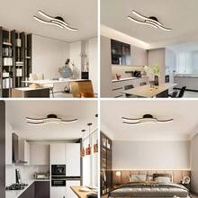 Lámpara de techo LED de arco de tres colores, foco de techo en forma de onda, bajo consumo de energía y alta iluminación, adecuada para sala de estar y cocina. - Negro - Ver 7