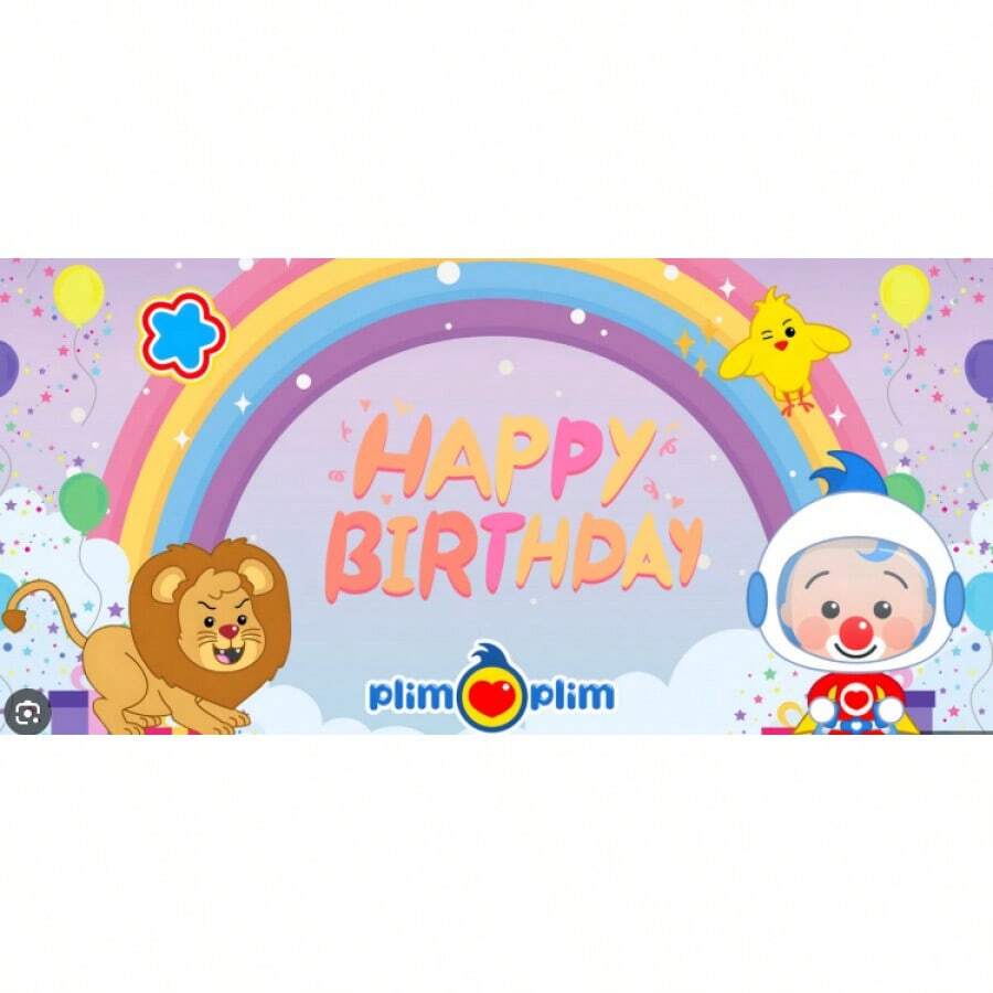 Plim Background Birthday Party Photography Cartoon Photo Background Rainbow Vinyl Desktop Banner Decoration Supplies 02 - Trắng 5 - Xem 1