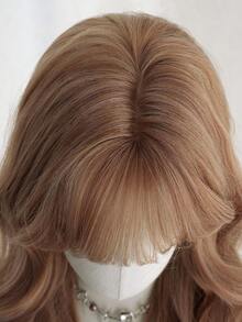 7JHH WIGS Stylish Rose Quartz Golden Wigs Extra Long Wavy Wig With Bangs, High Density Heat-Resistant Fiber Hair, Fluffy Natural Synthetic Wigs For Women Daily Party Use 28 Inch Beginners Glueless Wig Accessories - 粉色 - 查看 6