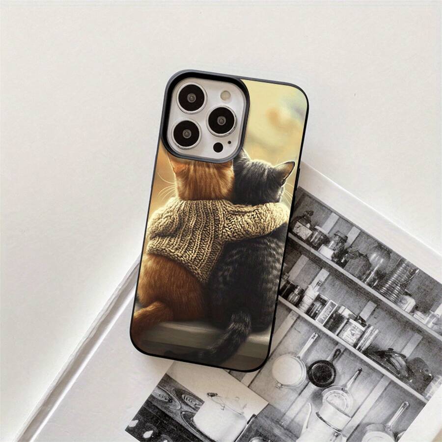 Fundas y carcasas protectoras con diseño de gatos bajo el sol y orificios grandes. Compatibles con phone 16 Pro Max, 16, 15 Pro, 14, 14 Plus/14 Pro Max, 13, 13 Pro, 12 Pro, 11/11 Pro. Regalos para cumpleaños y fiestas - Negro - Ver 1