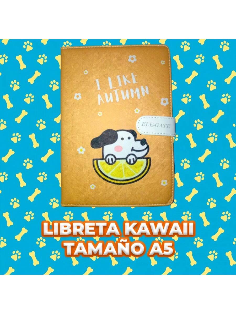 Cuaderno de cuero A5 Kawaii con 100 hj