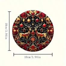 Set de 6 suporturi rotunde pentru pahare și suporturi pentru pahare de Crăciun, cel mai bine vândut, antiderapante și rezistente la căldură, cu eșarfă, om de zăpadă, Moș Crăciun, ren, brad de Crăciun, lumânare, felinar, pahare pentru pahare din lemn, decor de sărbători pentru casă, cadouri pentru petreceri de sărbători, opțiuni multiple