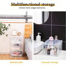 1 pieza/3 piezas/6 piezas Caja apilable grande de plástico duro acrílico transparente con apertura frontal - Fácil instalación, ahorro de espacio, perfecta para armarios, zapatos deportivos, almacenamiento de oficina, la solución definitiva para el almacenamiento de zapatos.