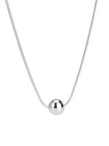 Stainless Steel Silver-Color Round Ball Pendant Necklace Snake Chain Bead Necklace Fashion Jewelry For Women Men - Bạc - Xem 7