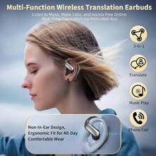Ai Translation Headset, Bone Conducting Wireless Headset, Realtime Translation In 144 Languages, 6 Mics Intelligent Noise Cancellation, Real-Time Translation Of Meeting Notes, Touch Control, Deep Bass Headphones - 黑色 - 查看 7