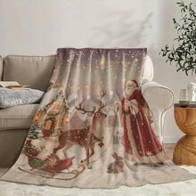 1pc Christmas Santa Claus, Snowman, Reindeer Gift Box Fleece Blanket, Super Soft Flannel Suitable For Bedroom, Living Room, Sofa And Office, Great For Travel And Gifting, Christmas
