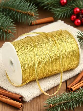 1 rouleau de ruban doré pour emballage cadeau de Noël, DIY, décoration, nœud pour mariage, Noël, anniversaire, emballage cadeau et décorations.