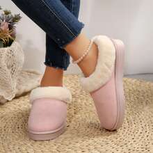 Women's Soft Comfortable Snow Boots Velvet Fur Side Flat Shoes Indoor Outdoor Winter Slippers Cotton Shoes - 粉色 - 查看 8