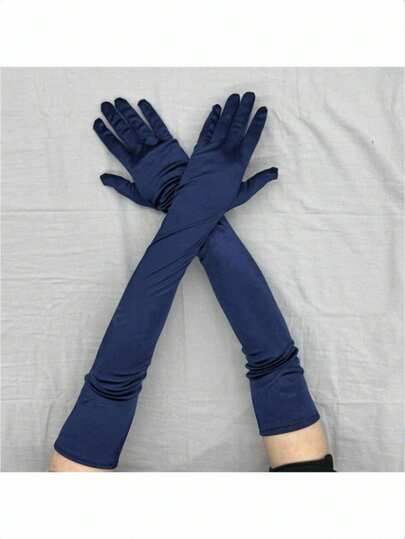 1 Pair Stretch Satin Touchscreen Gloves, Suitable For Weddings, Bridesmaids, Formal Events, Stage Performances Summer