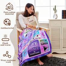 Purple Floral Ballet Throw Blanket For Youth, Lightweight Flannel Fleece, 50x60 Inch, Machine Washable - Purple - View 3