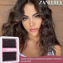 Zanlufly Volume Lash Clusters Spiky Eyelash Clusters 120 Pcs Thick Cluster Eyelash Extensions With Band 10-16mm Handmade Reusable Individual Eyelashes D Curly Lash Extension At Home - 貓眼 - 查看 5