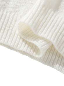 男士休闲纯色落肩毛衣，适合秋冬季节穿着，长袖上衣 - 白色 - 查看 9