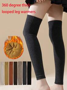Épais Jambières Doublées de Polaire Montant Jusqu'aux Genoux, Jambières Chaudes, Protège-Genoux, Convient pour l'Automne/l'Hiver
