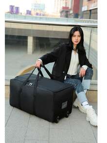 Large Capacity Luggage Bag, Waterproof Handheld Lightweight Wheeled Travel Bag, Clothes Storage Organizer