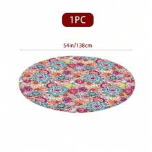 1/36 pièces Style bohème Nappe ronde de 48 po/54 po à imprimé floral vintage numérique, housse de table élastique pour protection, résistante aux rayures, convient pour un usage quotidien, intérieur/extérieur, décoration de la maison, cadeaux, camping - Nappe extensible - Voir 14