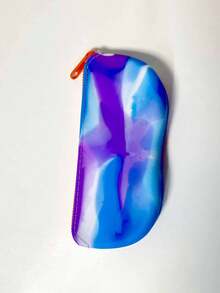 1 Pieza Estuche de gafas de contraste de silicona, gafas de sol, bolsa de gafas, bolsa de gafas de camuflaje, bolsa de almacenamiento de gran capacidad, bolsa de lápiz labial, monedero, bolsa para llaves, bolsa de almacenamiento de cable de datos, bolsa de mamá, bolsa de mano, patrón de color asimétrico, cada uno es diferente, adecuado para el hogar, el trabajo, las salidas, los viajes.