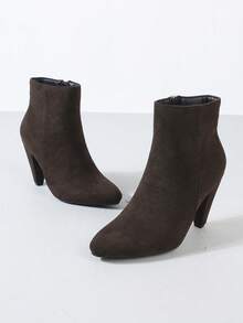 Timesize 踝靴、时尚踝靴、粗跟靴、超高跟靴、冬靴 - 咖啡棕 - 查看 7