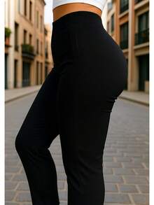 Pantalon de pinzas para dama stretch - Negro - Ver 2