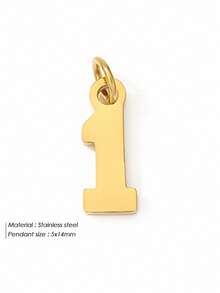 1 mặt dây chuyền số thép không gỉ tối giản, vòng tay, vòng cổ, bông tai, trang sức phụ kiện số may mắn tự làm, thích hợp để đeo hàng ngày và làm quà tặng - Vàng - Xem 23