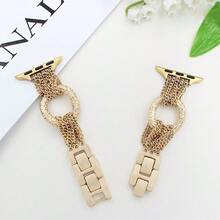 1 Dây đeo đồng hồ nữ mới có móc khóa hình trái tim bằng da, phù hợp với đồng hồ Apple 38/40/41/42/44/45mm - Vàng - Xem 9
