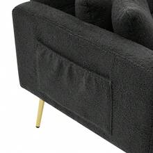 Sofa Bed With Bed Function, Adjustable Angle, Golden Legs, With Cushions And Side Storage Pockets - Xám cổ + Xốp + 2 Ghế - Xem 10