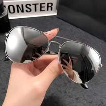 1 Piece Retro Metal Double Bridge Women's Aviator Fashion Glasses - Oval Reflective Lenses, Luxurious Gold Decoration, Suitable For Casual And Formal Occasions, High-Quality Lenses - Gold/Gray - View 10