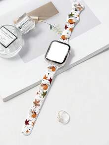 Halloween Pumpkin Leaf Autumn Print Watch Band Compatible With Apple Watch Series 10/Ultra/SE/8/7/6/5/4/3/2/1 - Stylish Replacement Strap Compatible With Apple Smart Watch