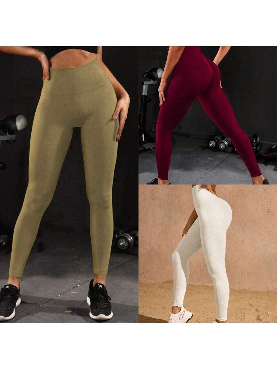 Women Leggings - 卡其色粘土紅白色 - 查看 1