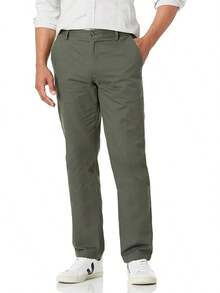 Men's Straight-Fit Wrinkle-Resistant Flat-Front Chino Pant - Style - Dark Olive - 查看 1