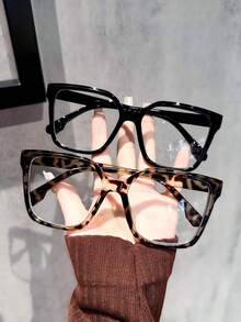 1-4 Pairs Women's Multi-Color Plastic Square Casual Classic Portable Transparent Glasses Set, Suitable For Back To School, Daily Life, Office, Reading, Fits Various Face Shapes, Can Be Used As Decoration - Clear - View 6