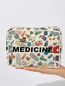 New Medicine Cosmetic Bag - Medical Bag,Toiletry Bag, Travel Essentials, Colorful Design For Medicines, Cosmetics & Travel Essentials - Ideal Gift For Friends & Family, Personal Care Organizer | Playful Design, Medicine Storage Bag Portable Travel Toiletry Bag With Zipper, Aviation Standard Cosmetic Bag, Can Store Medicines, Medical Kits, Etc.(Pattern Randomly Cut) Medicine Bag Medicine Organizer For Travel For Outdoor First Aid Bag