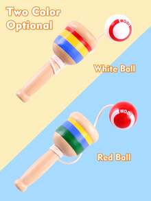 Holz Fangball, Becher- und Ballspiel, Becher Fangball Spielzeug, Mini Holzfangball Hand-Augen-Koordination Spielzeug, weiß und rot