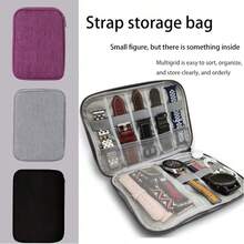 1个尼龙表带收纳盒，可收纳表带、数据线、旅行整理袋、智能手表表带，多功能手表收纳盒，兼容苹果手表表带、耳机、数据线、充电器、珠宝、化妆品及其他配件 - 暗黑色 - 查看 10