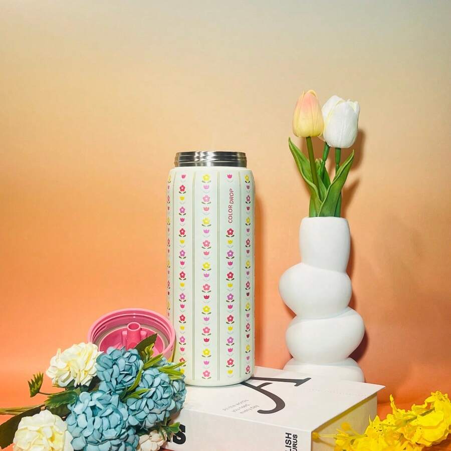 32oz 304 Stainless Steel Extra-Large Capacity Water Bottle | Keeps Water Hot Or Cold | Couples' Water Bottle | Perfect For Home, Office, School, And Other Occasions. - Hoa trắng - Xem 1