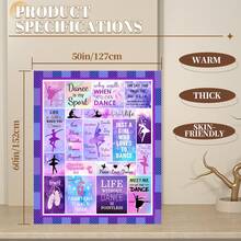 Purple Floral Ballet Throw Blanket For Youth, Lightweight Flannel Fleece, 50x60 Inch, Machine Washable - Purple - View 6
