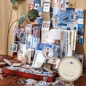 86 piezas Paquete de material vintage para bloc de notas, scrapbooking, decoración de planificador, pegatinas de fondo de animales y plantas, set de papelería estética