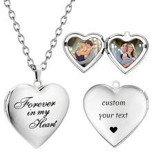 Custom Personalized Locket Necklace For Teacher Teachers' Day Custom Heart Photo Necklace With Picture Inside Lockets With Birth Flower Birthday Gifts For Women Birthday Present For The Teacher Christmas Back-To-School Season Gifts - Multicolor - View 8
