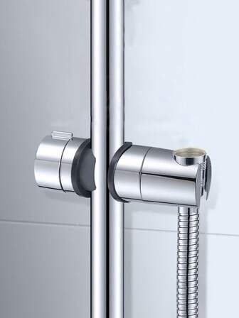 Adjustable Shower Head Holder With Clamp - Wall Mounted, Classic Design, Fits Most Shower Heads, Durable Plastic Construction, Shower Accessories