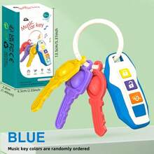 1 Stück Baby Beißring Auto Schlüssel Musikspielzeug, weiches Silikon, Simulation Auto Schlüssel Spielzeug mit Musik/LED Licht, mehrere Geräusche, Frühkindliche Bildung Sensorisches Spielzeug, Baby Essentials, Baby Spielzeug für Mädchen Jungen Weihnachts-/Halloween-Geschenke (Batterie inklusive) (Zufällige Knopffarbe)