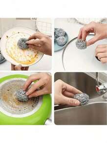 1/6/12 Stainless Steel Kitchen Cleaning Balls - Non-Electric Dishwashers, Suitable For Bowls, POTS, Stoves, Stainless Steel Brushes And Steel Bristles, Cleaning Supplies, Christmas